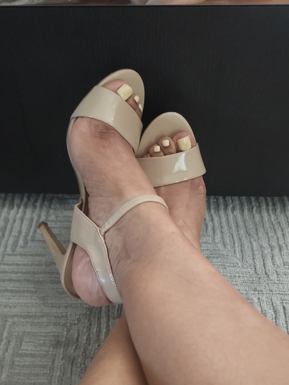 Steve Madden Nude Patent Open-Toe Ankle Strap Heels